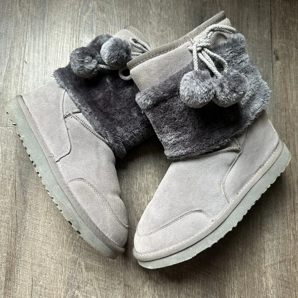 UGG Brie Winter Bootie Waterproof Black Suede Shearling Insulated Women's 9 EXC+